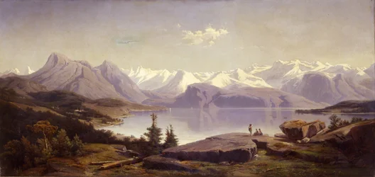 Paisagem suíça com lago