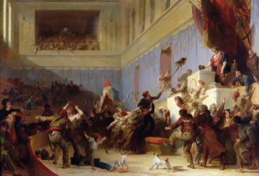 François Antoine Boissy d&39;Anglas (1756-1826) Saudando o Chefe do Deputado Jean Bertrand Feraud (1759-95) 1 Prairial An III (20 de maio de 1795) 1830