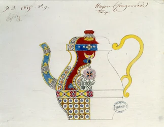 Turkish Theiere. Desenho de Alexandre Evariste Fragonard (1780-1850). Sevres, Fabricação de Porcelana