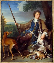 Auto-retrato. Retrato do artista como um caçador. Pintura de François Desportes (1661-1743)