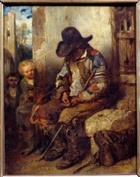 Um mendigo com sua receita Pintura de Alexandre Gabriel Decamps (1803-1860) 1833 Sol. 0,41x0,32 m