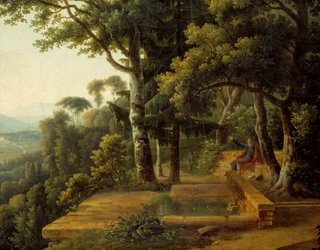 O filósofo Jean Jacques Rousseau (1712-1778) meditando em 1770 no Parc de la Rochecordon, perto de Lyon Detail. Pintura de Alexandre Hyacinthe Dunouy (1757-1841)