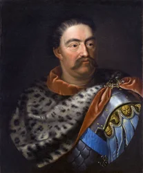 "" Retrato de Jean III Sobieski (1629-1696) roi de Pologne"" 17eme siecle - Retrato de João III Sobieski (1629-1696), Rei da Polônia e Grão-Duque da Lituânia - Tricius, Jan (ca 1620-ca 1692) - c. 1680 - Óleo sobre tela - 75x62 cm - Museu do Palácio Wilanow