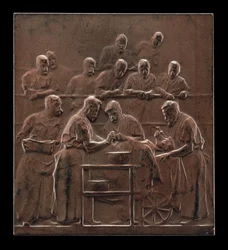 Monod Demonstrando um Procedimento no Bloco Operatório [reverso], c. 1906.