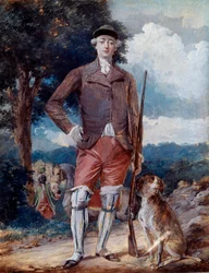 Retrato no pé de Charles-Philippe de França (1757-1836), Conde de Artois, futuro Charles X, no fato de caçador Watercolour de Alexandre Moitte (1750-1828) Século XVIII Amiens, Musee de Picardie