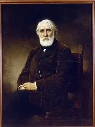 Ivan Tourgueniev - Retrato do autor Ivan S. Turgenev (1818-1883) - Peinture de Alexei Alexeyevich Harlamov (1840-1922) - 1875 - Óleo sobre tela - 144x108 - Museu Estatal da Rússia, São Petersburgo