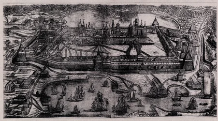 O Mosteiro da Transfiguração Solovetsky nas Ilhas Solovetsky, 1744