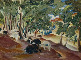 Korolkovskiye Dachas. Ovelhas à beira da floresta, 1918