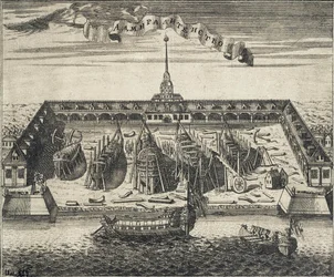 Vista do Estaleiro do Almirantado em São Petersburgo, 1717