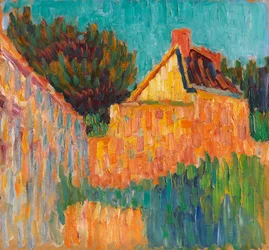 Pequena casa antes dos arbustos paisagem francesa, 1906.