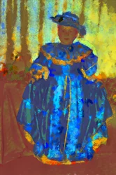 Rapariga de vestido azul e chapéu, 2020, (técnica mista)