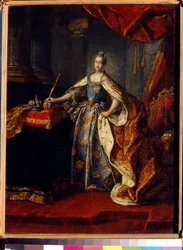 Retrato da Imperatriz Catherine II (1729-1796) da Rússia. Pintura por Alexei Petrovich Antropov (1716-1795), óleo sobre tela