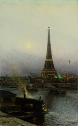 A torre Eiffel em Night, 1889.