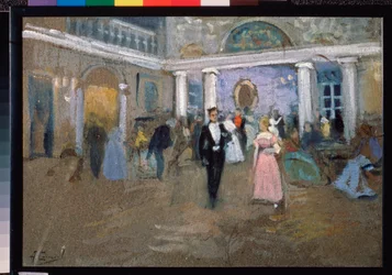 Uma bola na casa de Larin - Ilustração para o romance em verso ""Eugene Onegin"" de Alexander Pushkin (1799-1837) (Ball in the Larin