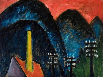 Montanhas azuis (paisagem com chaminé amarela). 1912