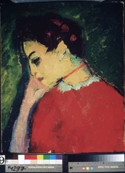 Pintura "Retrato de uma mulher" de Alexei von Javlensky (Alexi von Jawlensky, Alexej von Javlenski) (1864-1941) 1909 State Uzbekistan Art Museum, Tashkent