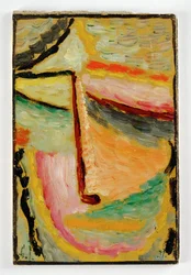 Pequena cabeça abstrata (óleo sobre cartão)