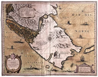 Estreito de Magalhães, Terra do Fogo, por A.H. Jaillot em "Atlas Français" - Paris
