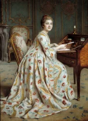 Retrato da Marquesa Dubois Mouchet Pintura de Alexis Axilette (1860-1931) Angers do século XIX, Museu de Belas Artes