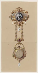 Design para um Chatelaine com relógio