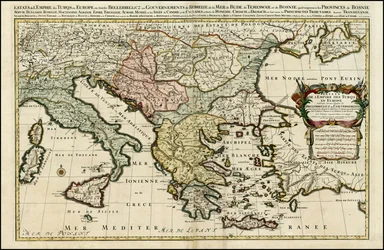 Mapa de 1692 do Império Turco na Europa por Hubert Jaillot