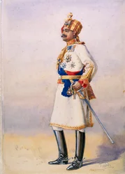 Coronel Hon HH Maharaja Sir Ganja Singh, Bahadur de Bikaner, ilustração para &39;Exércitos da Índia&39; pelo Major GF MacMunn, publicado em 1911