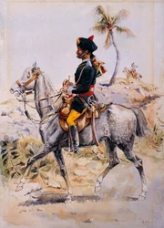 Trompetista montado, 34º cavalo poona do próprio príncipe Albert Victor, por volta de 1908