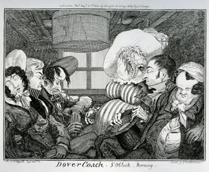 Dover Coach, 5 oclock morning, gravado por George Cruikshank, 1826