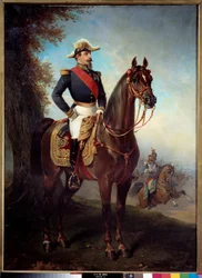 Retrato equestre de Napoleão III (1808-1873). Pintura de Alfred De Dreux (1810 - 1860)