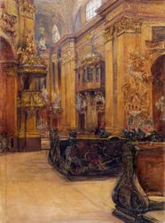 O interior da Igreja de São Pedro em Viena