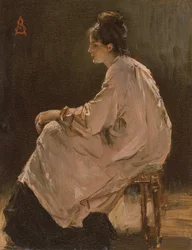 Rapariga sentada (óleo sobre tábua)