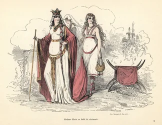 Clotilde, Rainha dos Francos, em trajes cerimoniais, século V.