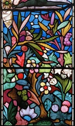 Design floral, detalhe da janela do leste, 1864 (vitral)