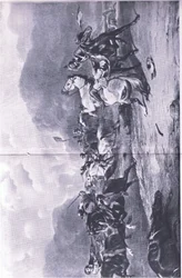 O retiro em Naseby: 14 de junho de 1645, ilustração das Batalhas Britânicas na Terra e no Mar, 1915