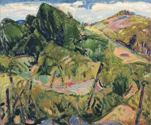 Paisagem, c.1916 (verso de 327404) (óleo sobre placa gessoed)
