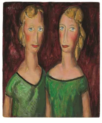Two Sisters in Green, c. 1920s (óleo a bordo)