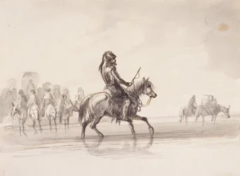 Jim Bridger, em um terno de armadura inglesa, c.1837 (caneta e tinta e aguada no papel)
