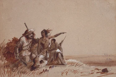 Índio do Kansas relatando a um caçador de peles, por gestos, a migração dos búfalos, c.1837