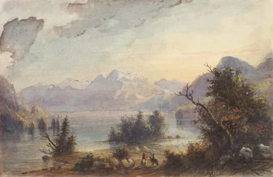 Lake Scene, Rocky Mountains, c.1837 (aguarela sobre papel)