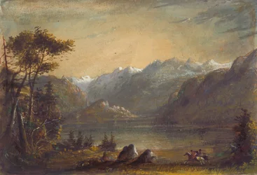 Lake Scene, Wind River Mountains, c.1837 (aguarela e guache sobre papel)