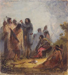Presentes para os índios Snake, c.1837 (óleo sobre papel)
