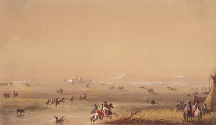 Cena perto de Fort Laramie, c.1837 (lápis, aguarela e guache sobre papel)
