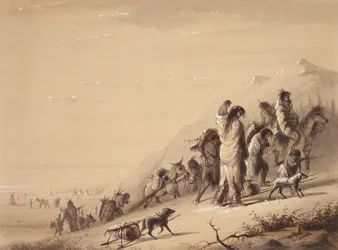 Snake Indians Migrating, c.1837 (caneta e tinta, aguada e guache sobre papel)