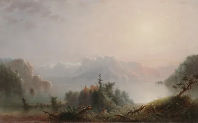 O lago seu seio solitário se expande para o céu, c.1850 (óleo no painel)