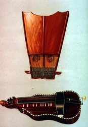 Uma harpa de sino e um hurdy gurdy, de 