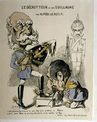 GUERRA FRANCO-PRUSSIANA: Caricatura de Wilhelm I da Prússia e Napoleão III de França...