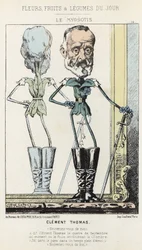 Le Myosotis: caricatura sobre Clément Thomas - doente. de 02/03/1871 em " Flores, Frutas e Legumes do Dia".