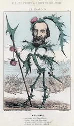 Le Thistle: caricatura sobre P. Tirard - doente. de 30/03/1871 " Flores, frutos e legumes do dia".