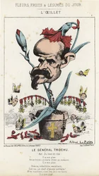 O cravo: Desenho animado sobre o General Louis Jules Trochu (1815 - 1896) - doente de 11/01/1871 em "Flores, Frutas e Legumes do Dia".