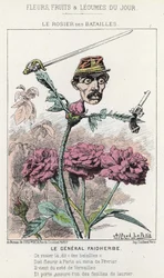 The Rosier des Battailles: cartoon sobre o General Faidherbes - doente de 20/01/1871 em "Flores, Frutas e Legumes do Dia".